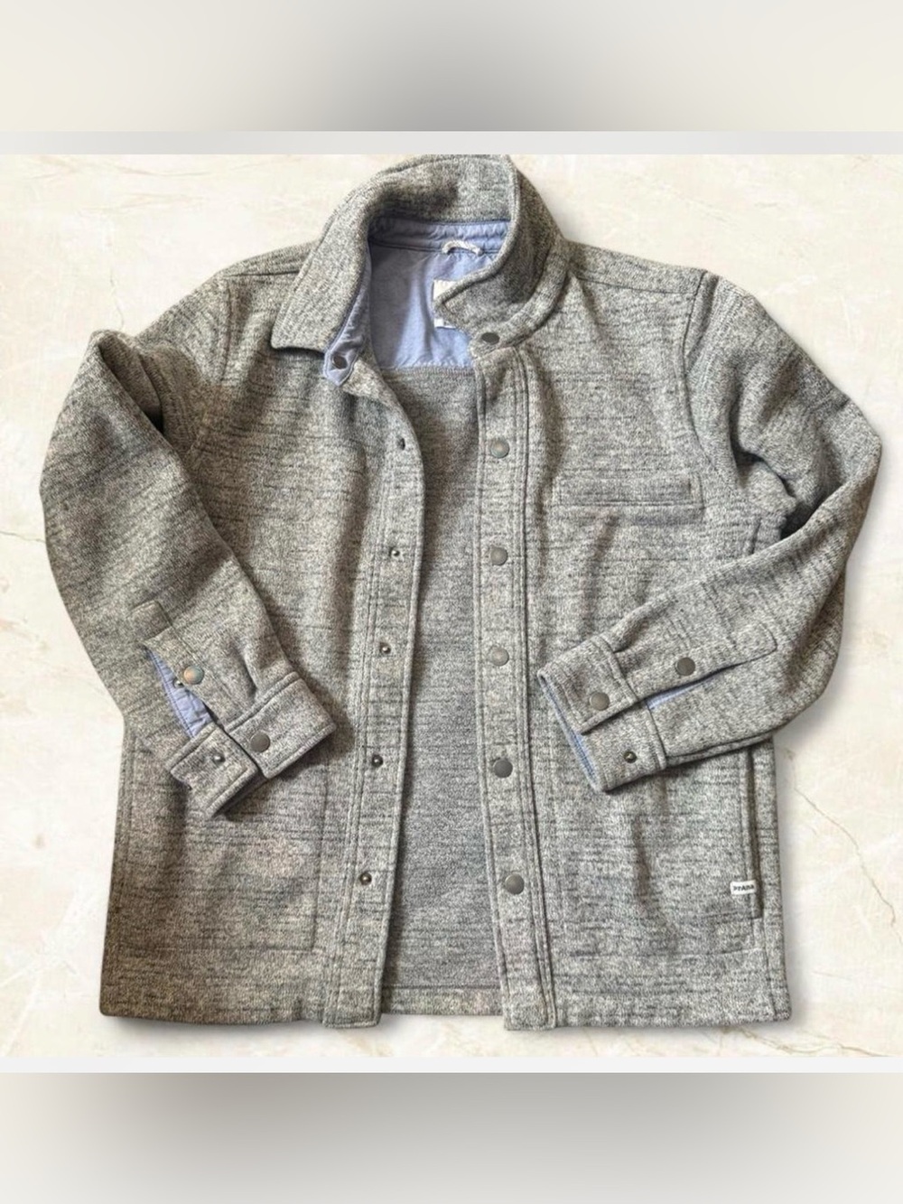 Prana Men's Heather Gray Snap-Front Shirt Jacket